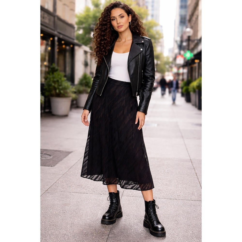 VTG Jaeger Midi Skirt Women XS Witchy Velvet Burnout 90s Pleat Whimsigoth Indie